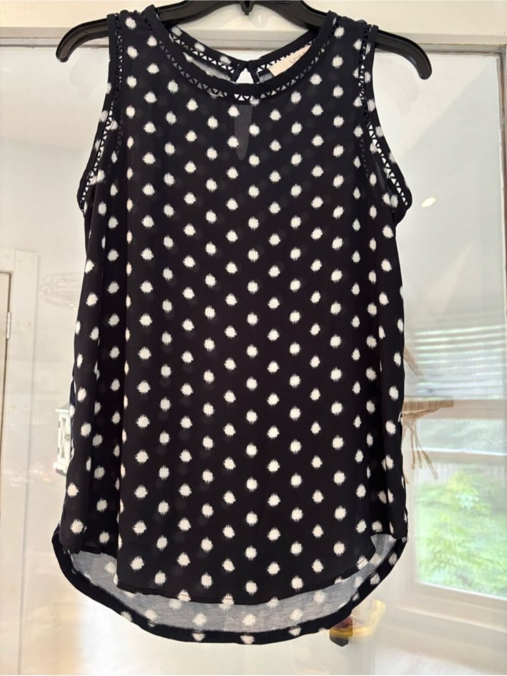 LOFT Black and White Polka Dot Sleeveless Camisole